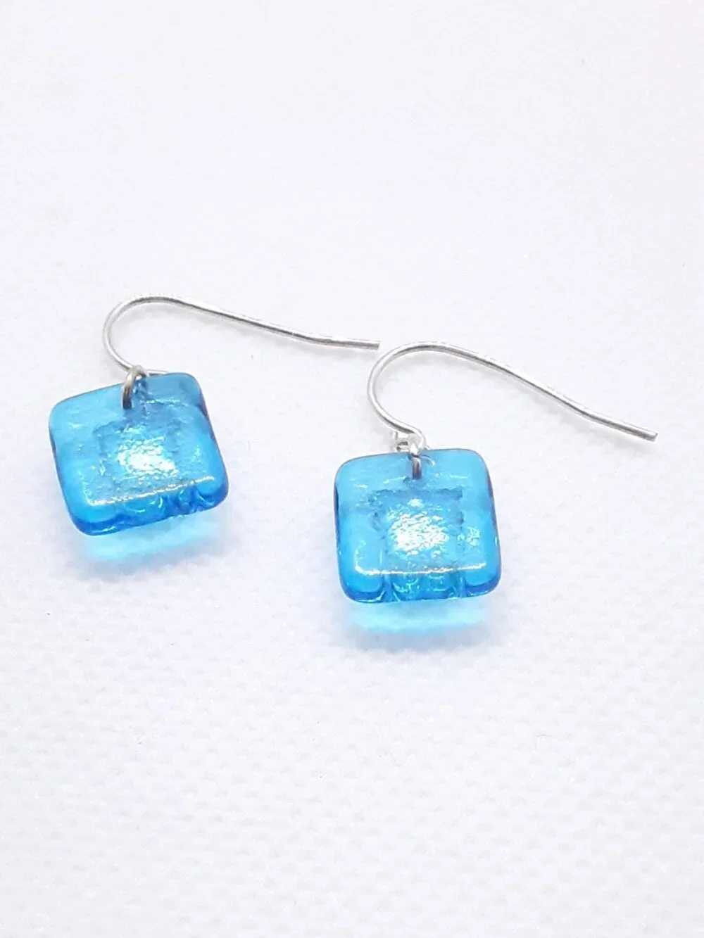 Summer Bright NEW ocean blue glass French wire earrings